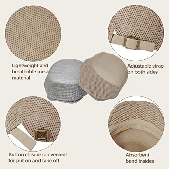 Mesh Newsboy Cap Set Breathable Summer Adjustable Retro Beret Hats Y2K main image 4